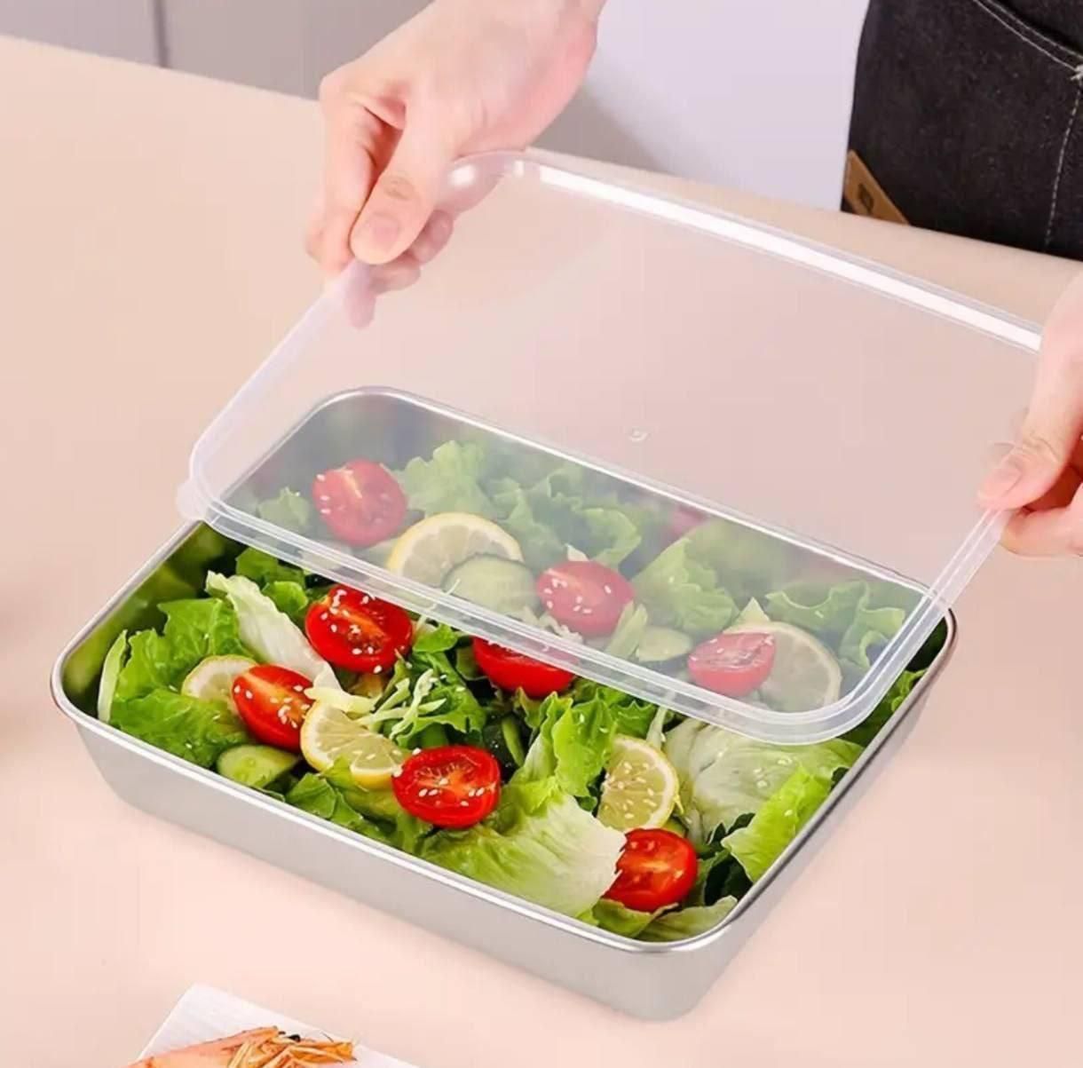 Non Stick Baking Pan Food Storage Box with Cover Pack of 2